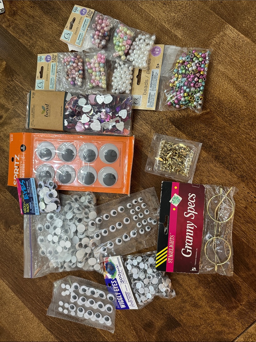 Assorted Craft Beads, Googly Eyes & Novelty Granny Specs - Multicolor